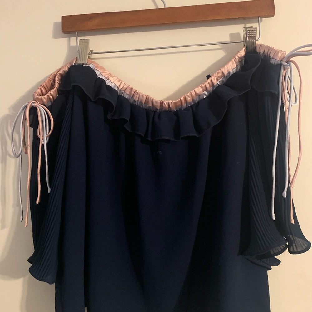Navy off the shoulder blouse